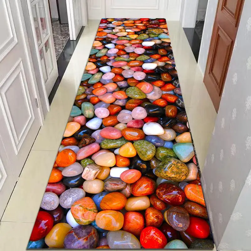 

3D Cobblestone Lawn Living Room Carpets Long Corridor Carpet Home Rug Kitchen Mat Bedroom Floor Mat Balcony Area Rug Doormat