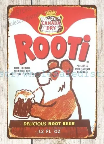 КАНАДА DRY ROOTI ROOT BEER SODA POP DRINK металлическая жестяная вывеска папы гаражные знаки