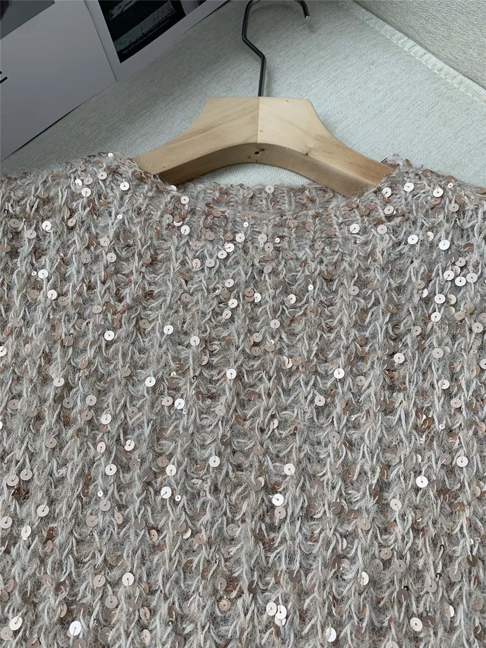 Женский Блестящий постепенный пуловер свитер с круглым вырезом Свободный