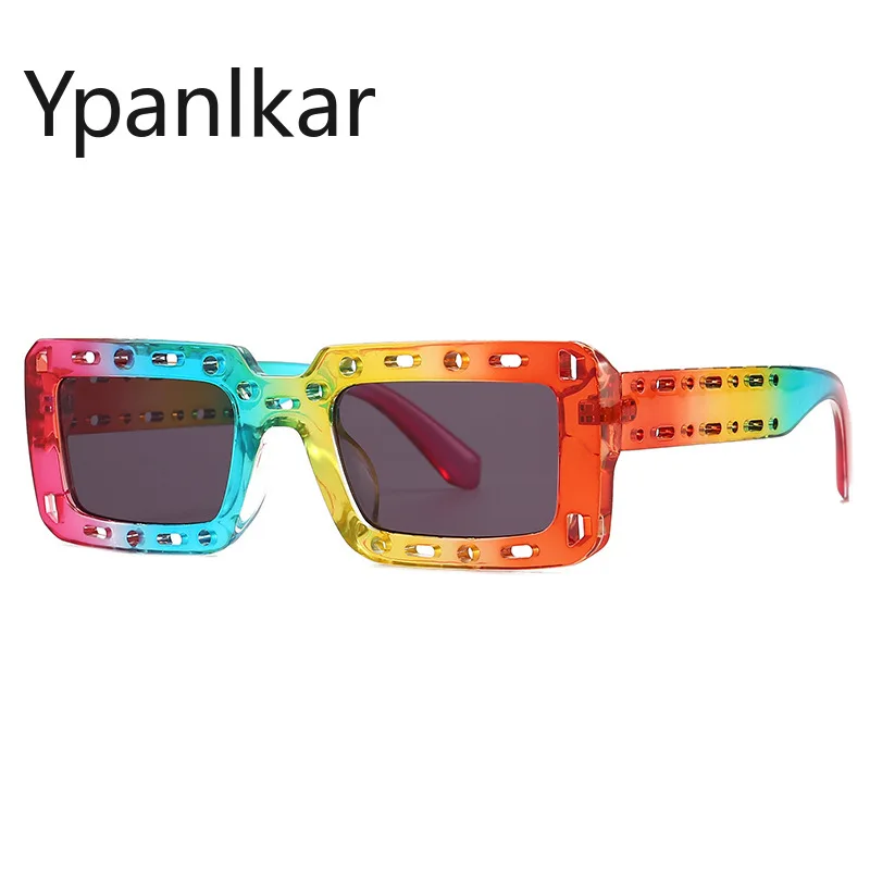 

2022 Rectangle Women Sunglasses Shades UV400 Fashion Colorful Hollow Gradient Men Sun Glasses