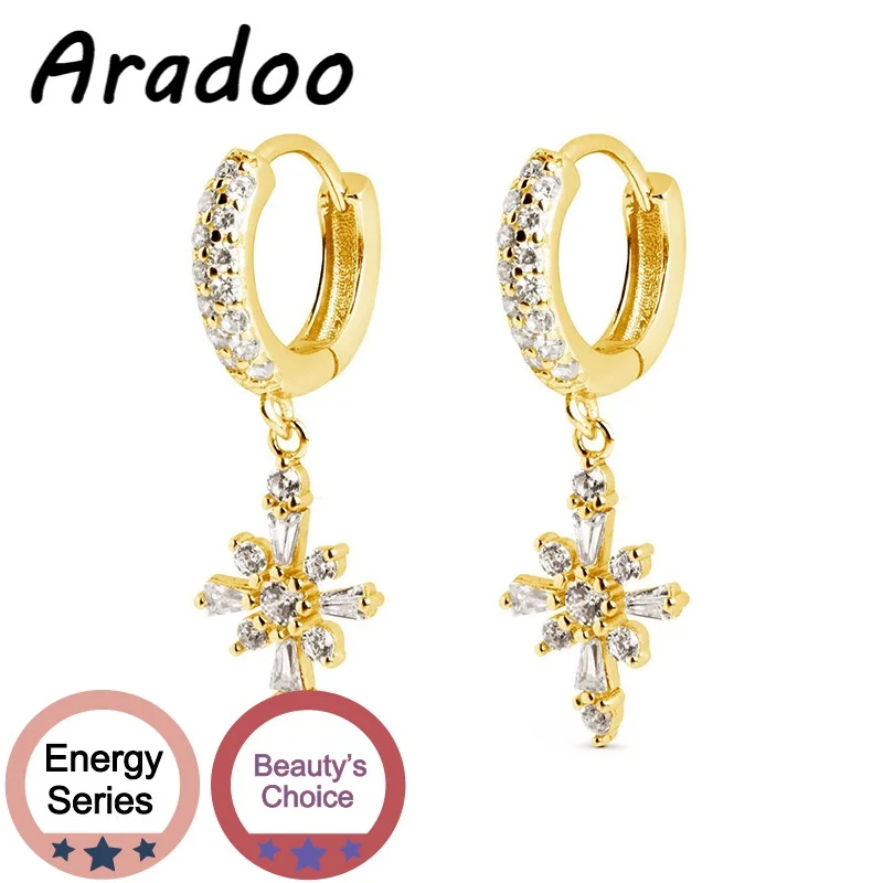 

ARADOO S925 Silver Micro-studded Eight-pointed Star Earrings 18K Gold-plated Diamond-studded Light Luxury Personalized Earrings