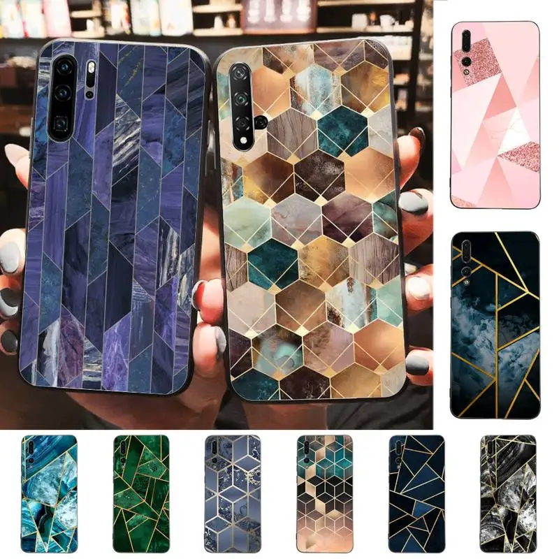 

Geometric Marble Phone Case for Huawei P30 40 20 10 8 9 lite pro plus Psmart2019