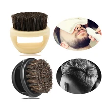 1 pcs boar bristle mens shaving brush portable barber ring beard brush for facial beard cleaning mustache tools beard brush