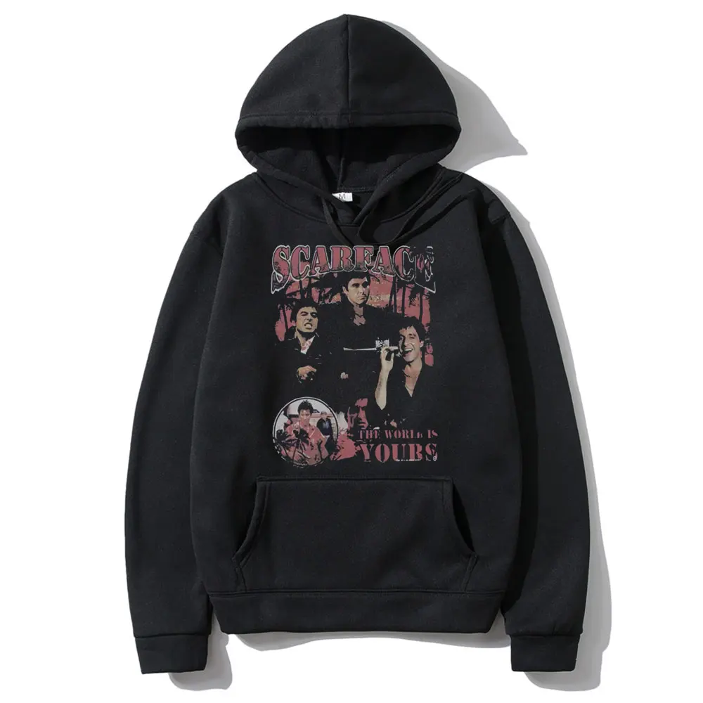 

Scarface Tony Montana Big Guns Little Friend Pacino Gangster Movie Hoodie Men's Black Hoodies Man Woman Rock Punk Sweatshirts