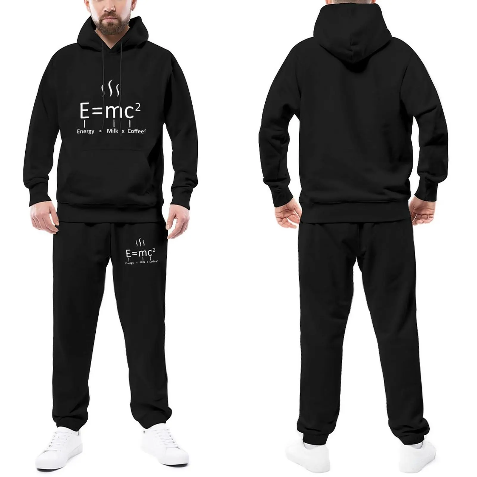 

Energy Milk Coffee Square Trapstar Tracksuits Funny Words Hoody Sweatpant Set Hip Hop Hooded Suits Winter Cool Jogger Sportswear