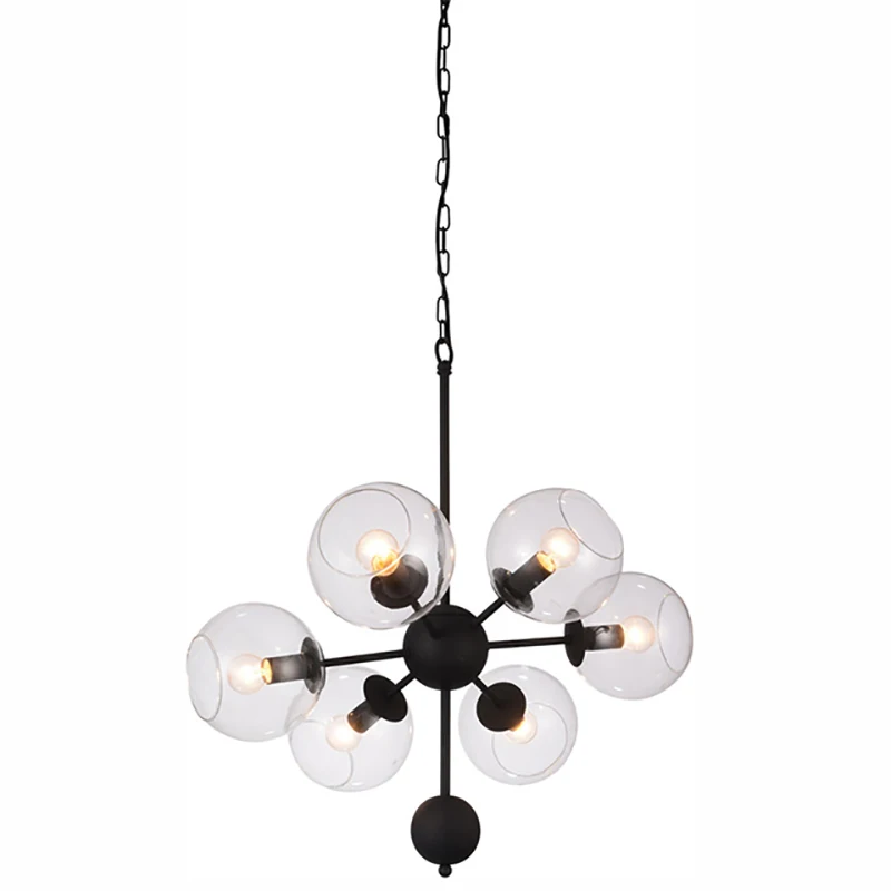 

Modern northern europe attic type transparent glass chimney 6 lamp holder pendant lamp