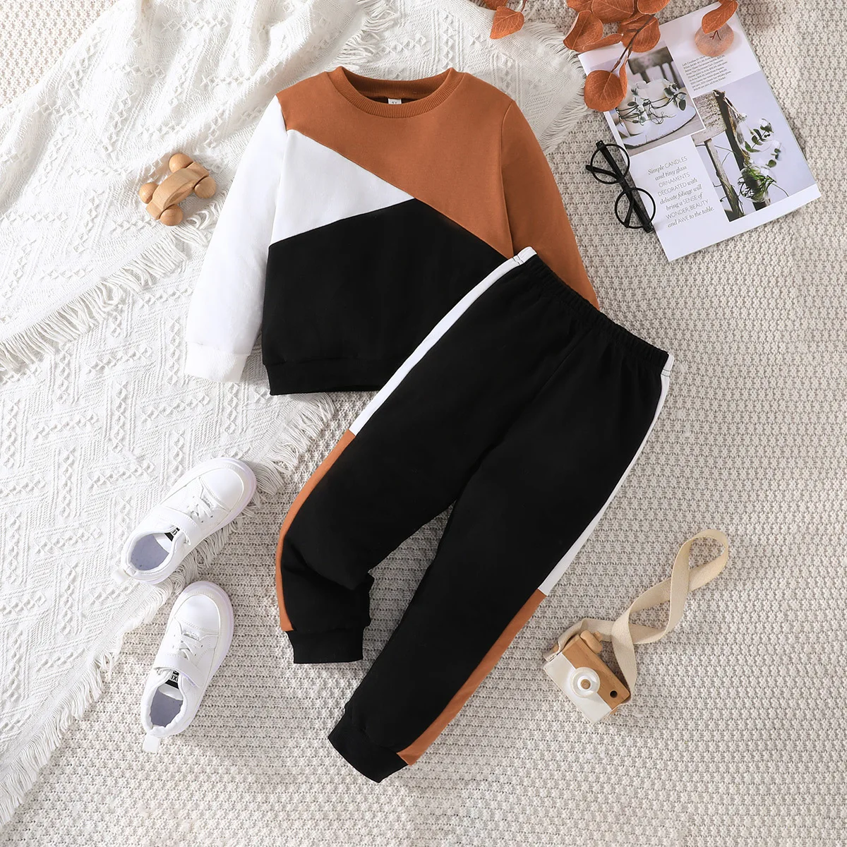 

Осенне-зимняя толстовка с круглым вырезом и брюки, повседневные Модные Детские комплекты, спортивная одежда, детская одежда для мальчиков