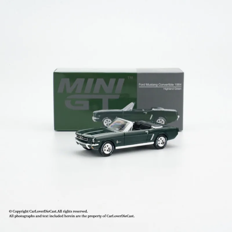 Фото MINI GT1: 64 #   Модель автомобиля Ford Mustang 1166, зеленый кабриолет, из сплава, статическая имитационная модель, коллекционная, для взрослых, мужская игрушка. №2