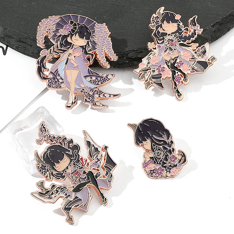 

Genshin Impact Raiden Shogun Eanmel Brooch Game Cosplay Beelzebul Figure Badge Pin Raiden Ei Jewelry Accessories