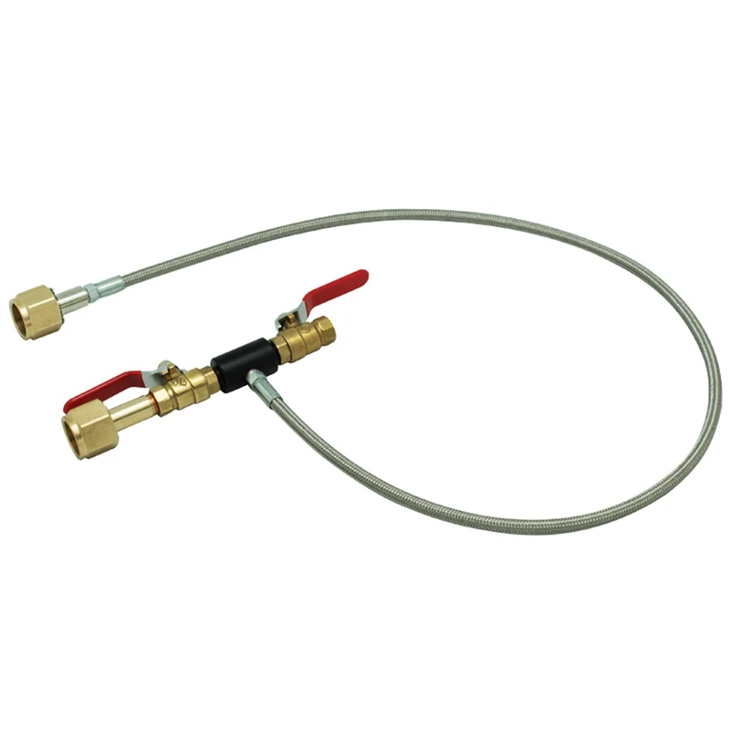 Dual Valve CO2 Fill Station Adapter With Gauge 36Inch High Pressure Hose W21.8-14 To W21.8-14
