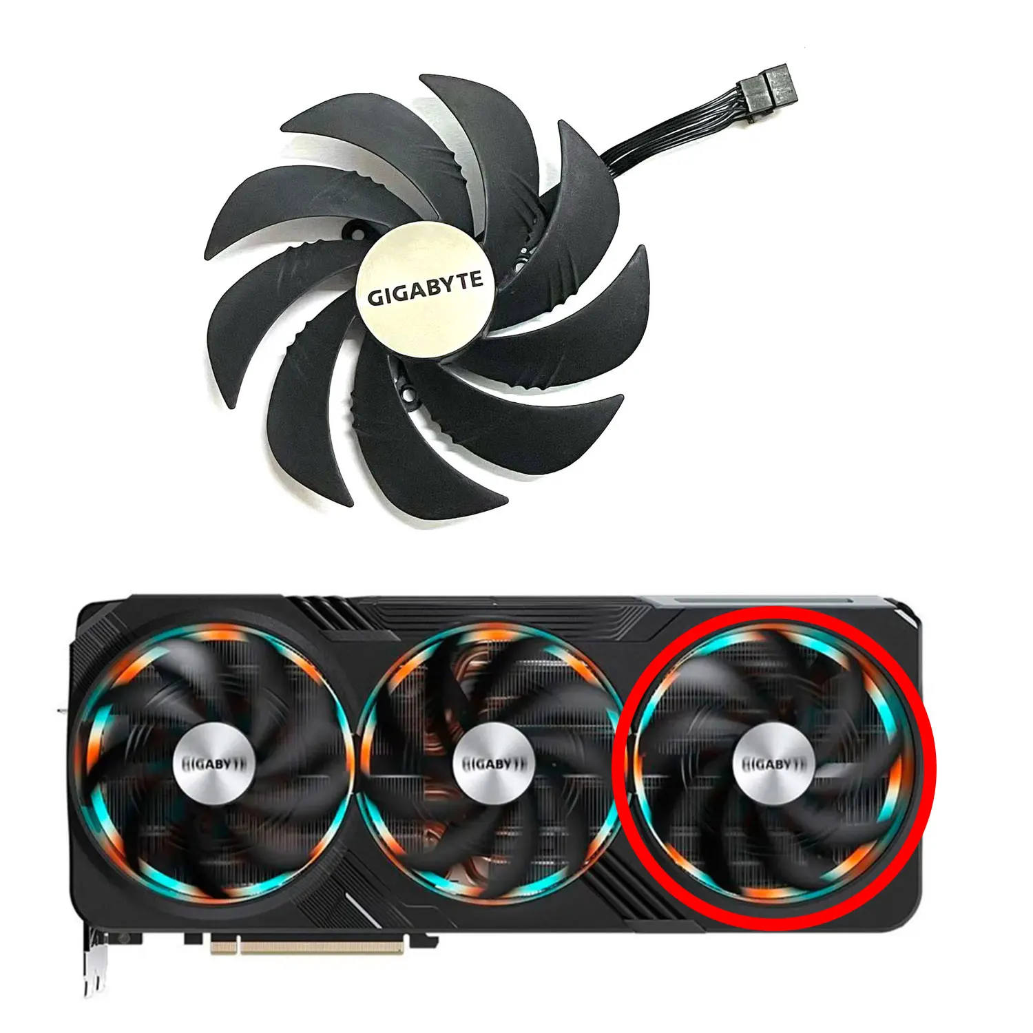 Фото Новый вентилятор графического процессора 105 мм PLD10020S12H RTX4080 4090 для Gigabyte Geforce RTX 4090 RTX 4080 Gaming OC охлаждающий вентилятор №4