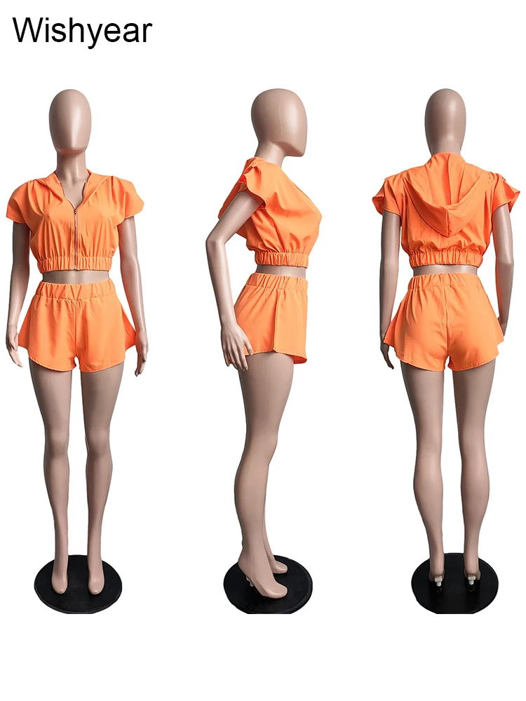 Женский комплект с коротким рукавом и капюшоном Wishyear велосипедный из двух