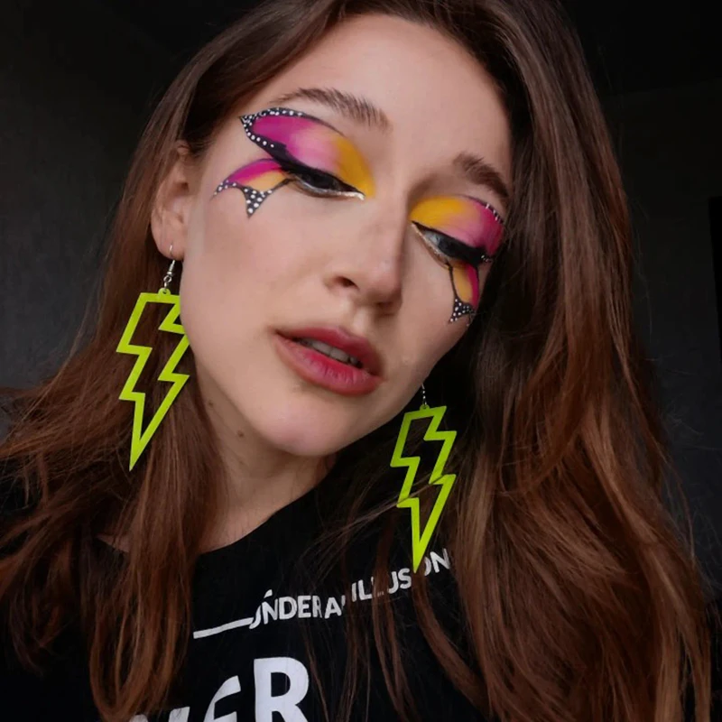 Новые Неоновые Акриловые висячие серьги, женские панковские сверкающие многоцветные длинные серьги-подвески, вечерние ювелирные изделия