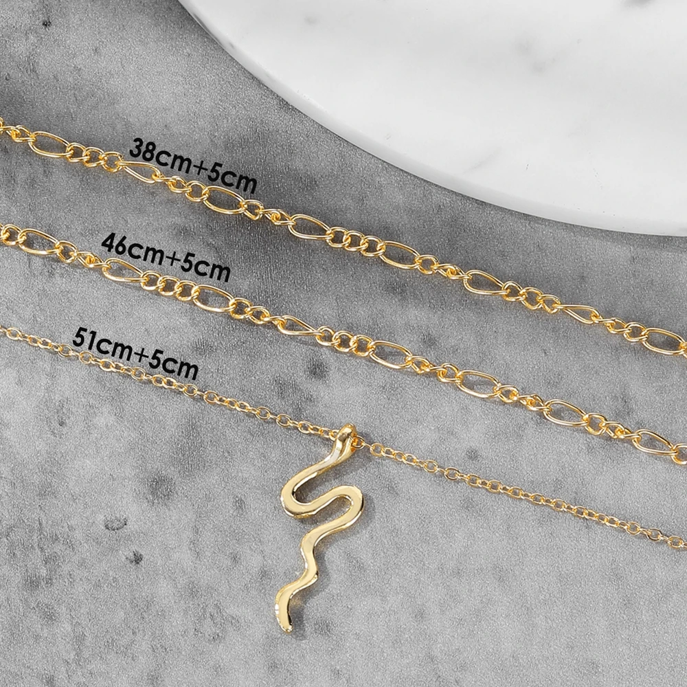 Ожерелье IPARAM для женщин цепочка золотого цвета на свитер кулон в виде змеи