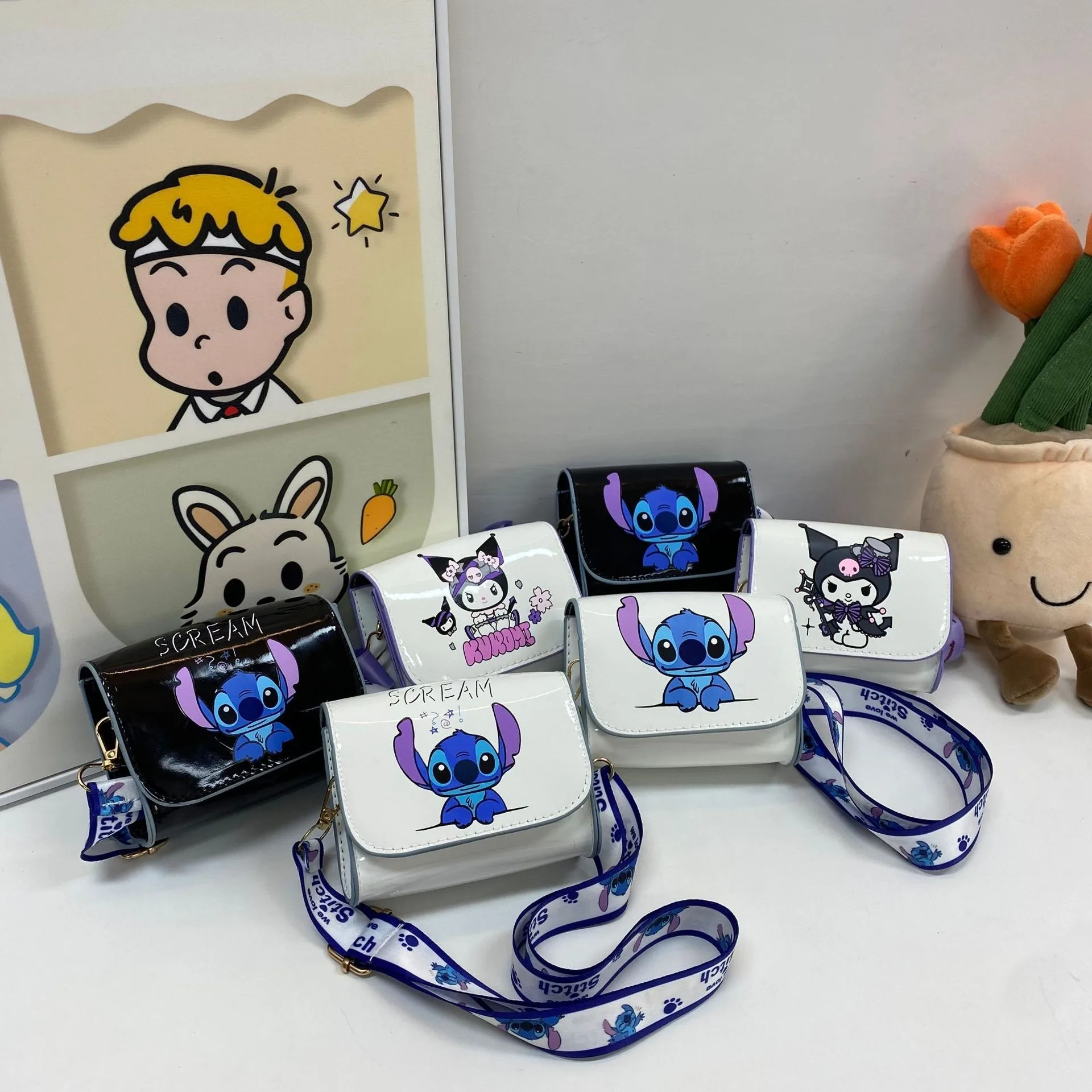 Сумка На Плечо В Стиле Аниме Kuromi Stitch Для Женщин Элитный Бренд Высококачественная