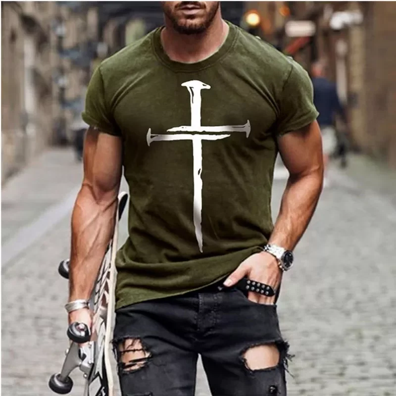

2022 Hot Selling Men's T-Shirt Tops Short Sleeve Oversized Round Neck Fashion Summer Casual All-match Men's 3D Printing T-Shirt