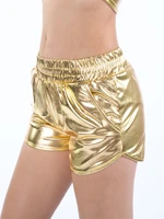 yrrety fashion women high waist shorts shiny metallic leg gold silver fashion night club dancing wear sexy shorts workout party