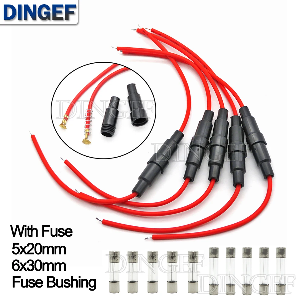 

Стеклянный держатель предохранителя DNIGEF FUSE 5X20MM 6X30MM с проводом