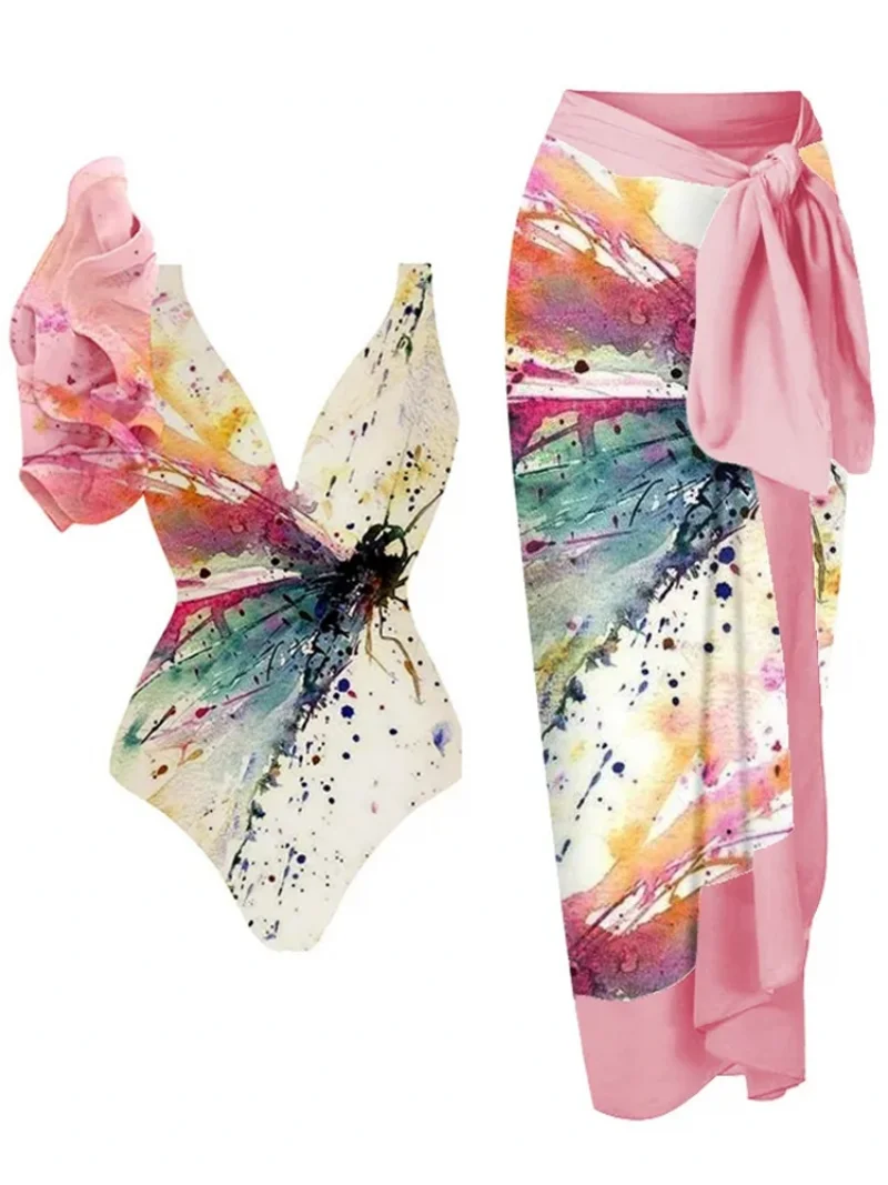 Two Piece Sets Swimsuit Cover-up Women Clothes Crop Tank Tops Bodysuits And Skirt Fitness Skinny Outfit 2 Piece Suit 2023 Summer
