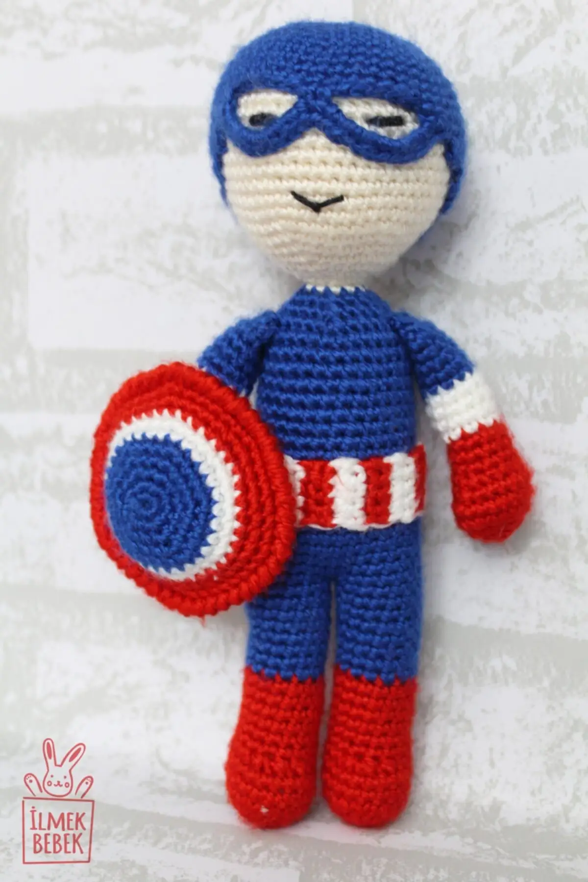 Amigurumi игрушка ручной работы Капитан Америка Супергерой детская Органическая