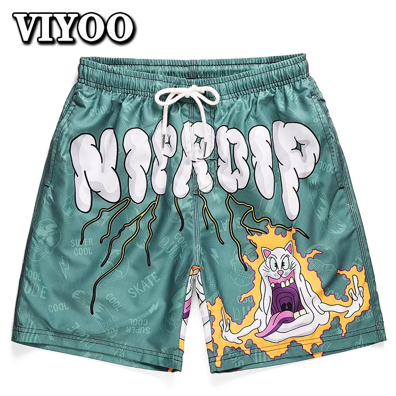 

2021 Demon Cartoon Graphic Beach Pants Men's Streetwear Hip-hop Dancing Swim Shorts Surfing Sweatpants Running Basketball Man