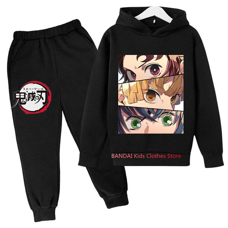 2023 New Children's Evil Ghost killer Hoodie Set Girl's Clothes Anime Print Spring And Autumn Leisure 2-Piece Set 3-12 Years Old