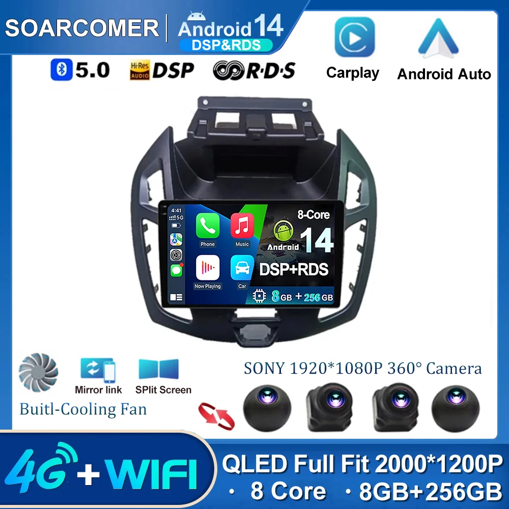 Автомагнитола на Android 14 для FORD Transit Connect Tourneo 2014-2019 GPS-навигация