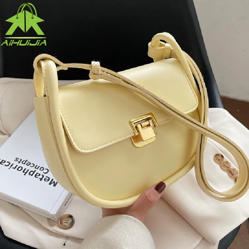

Simple Solid Color Handbags for Women 2022 New Designer Pu Leather Shoulder Crossbody Bag Fashion Flip Messenger Bag Sac A Main