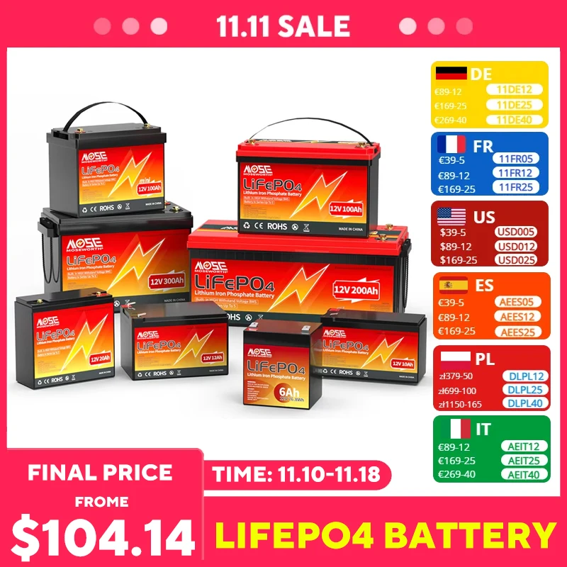 12 В LiFePO4 Аккумулятор 100 Ач 200 300 8 Литий-железо-фосфатная батарея глубокого цикла