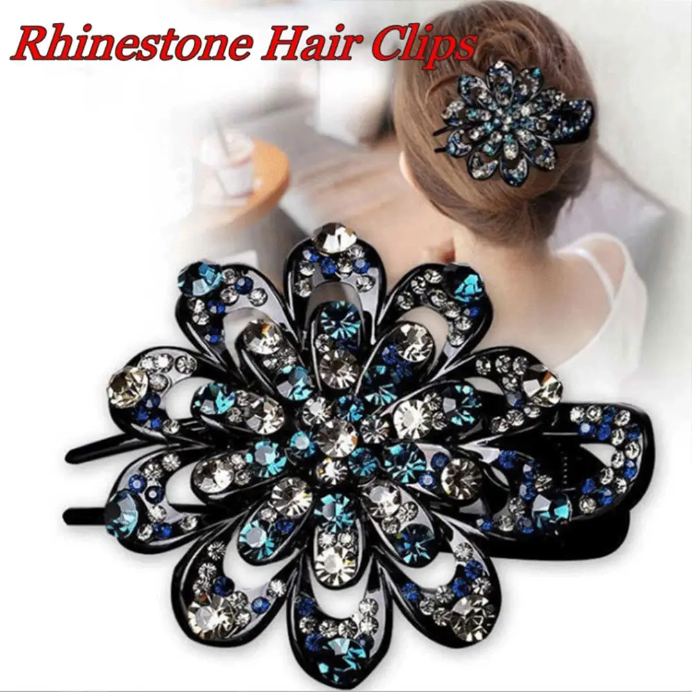 

Fashion Headwear Accessories Durable Flexible Dovetail Duckbill Pins Crystal Flower Rhinestone Hair Clip Hairpins