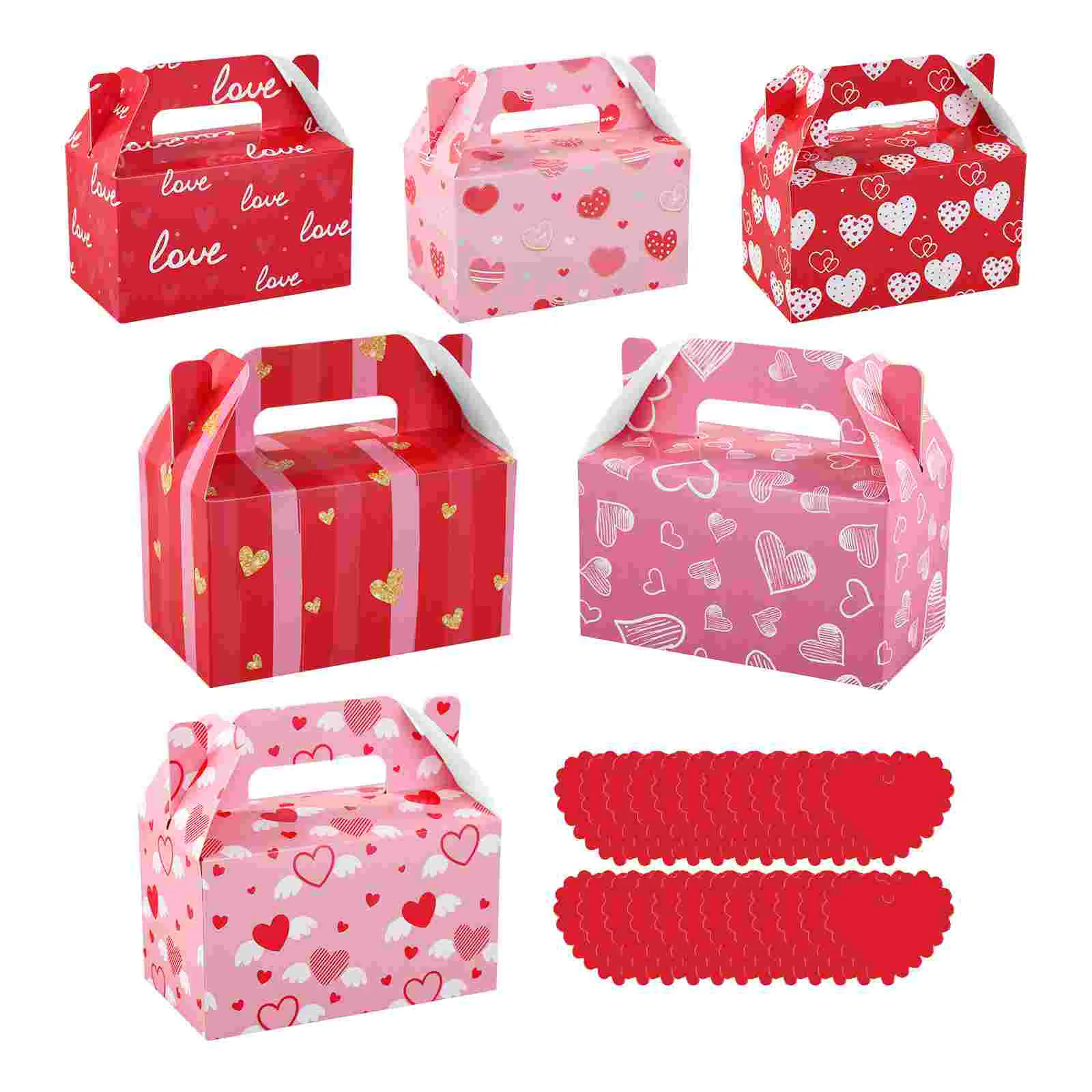 

24pcs Heart Gift Box Donut Goodie Bags Cookie Bags for Gift Giving Treat Boxes with Handles Party Favors Boxes