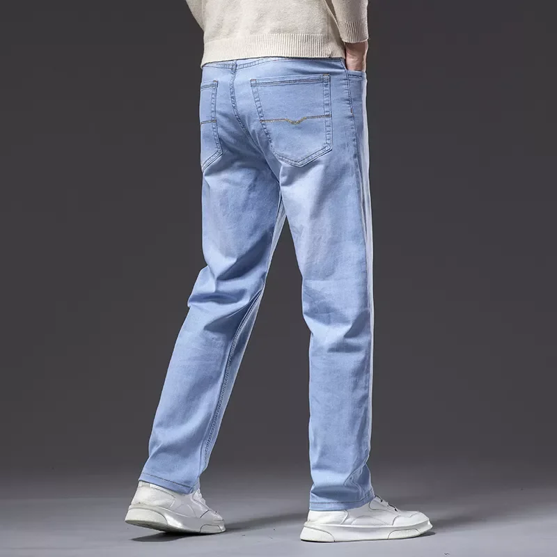 2022New Loose Thin Plus Size Jeans Spring and Summer New Fashion Casual Light Blue Stretch Pants Denim Trousers Male Brand