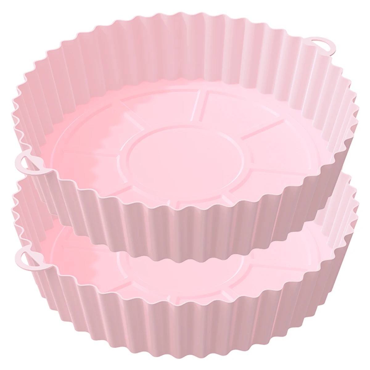 

2Pcs Air Fryer Silicone Pot Reusable Air Fryer Silicone Liner Heat Resistant Round Air Fryer Basket with Handle Food Durable