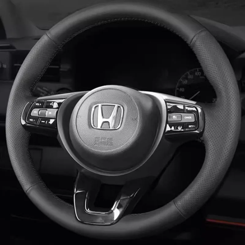

Для Honda H-RV XRV Vezel RV3 RV4 RV5 RV6 Vezel 2021-2023 Нескользящий чехол на руль из натуральной кожи с ручной прошивкой
