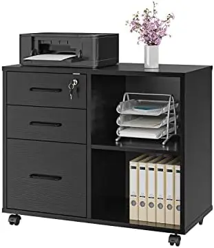 

Drawer File Cabinets, Mobile Lateral Printer Stand with Open Shelf, Rolling Filing Cabinet with Wheels Home Office Organization