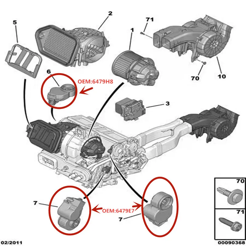 Подходит для Peugeot 308 408 508 RCZ Citroen C5 шаговый двигатель редуктор кондиционера 6479H8 6479E 7