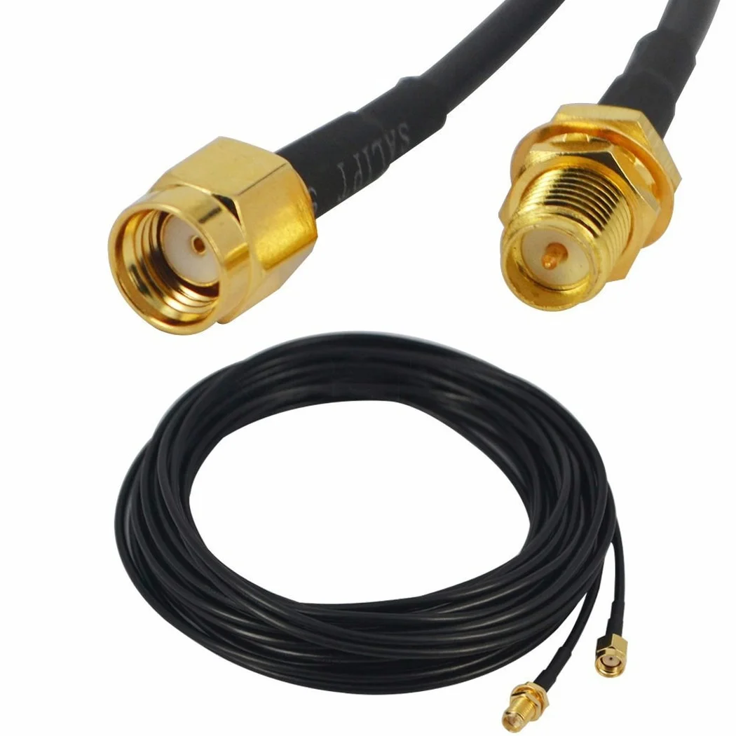 

RP-SMA Extension Cable Male to Female Feeder Wire for Coaxial Wi-Fi WiFi WLAN Network Card Router Antenna