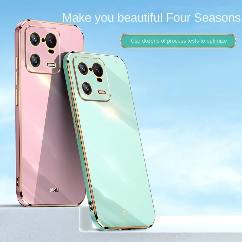 

For Xiaomi 13 13Pro 12T 12T Por mobile case POCO X5Pro electroplated silicone straight edge all-inclusive protective case