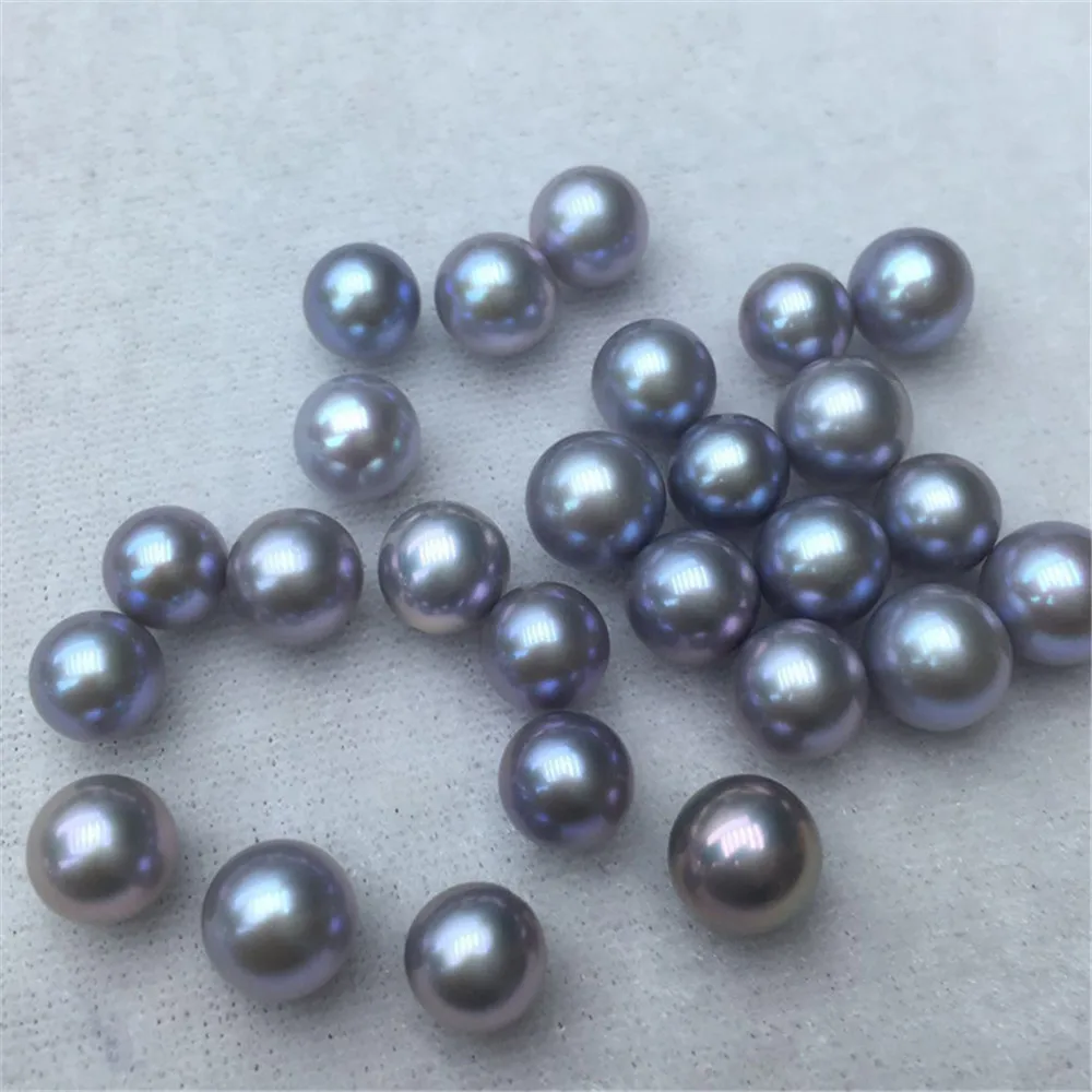 

DIY Flawless freshwater pearl naked beads grey half-hole pearl can be used as a pendant ring stud