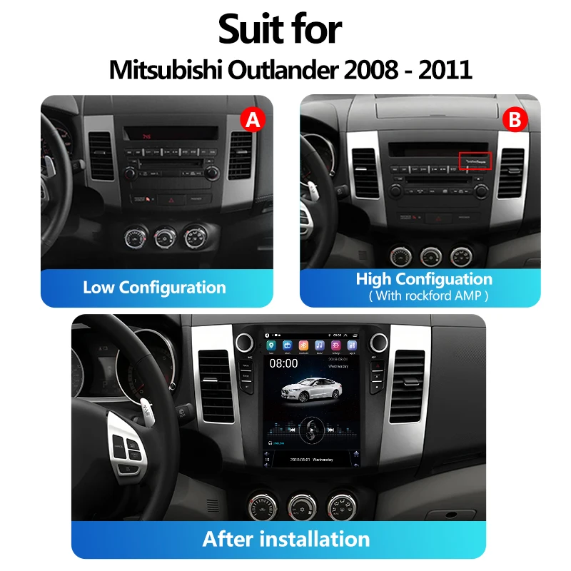 9 7-дюймовый Android 12 автомобильный радиоприемник в стиле Tesla для Mitsubishi Outlander 2008-2011