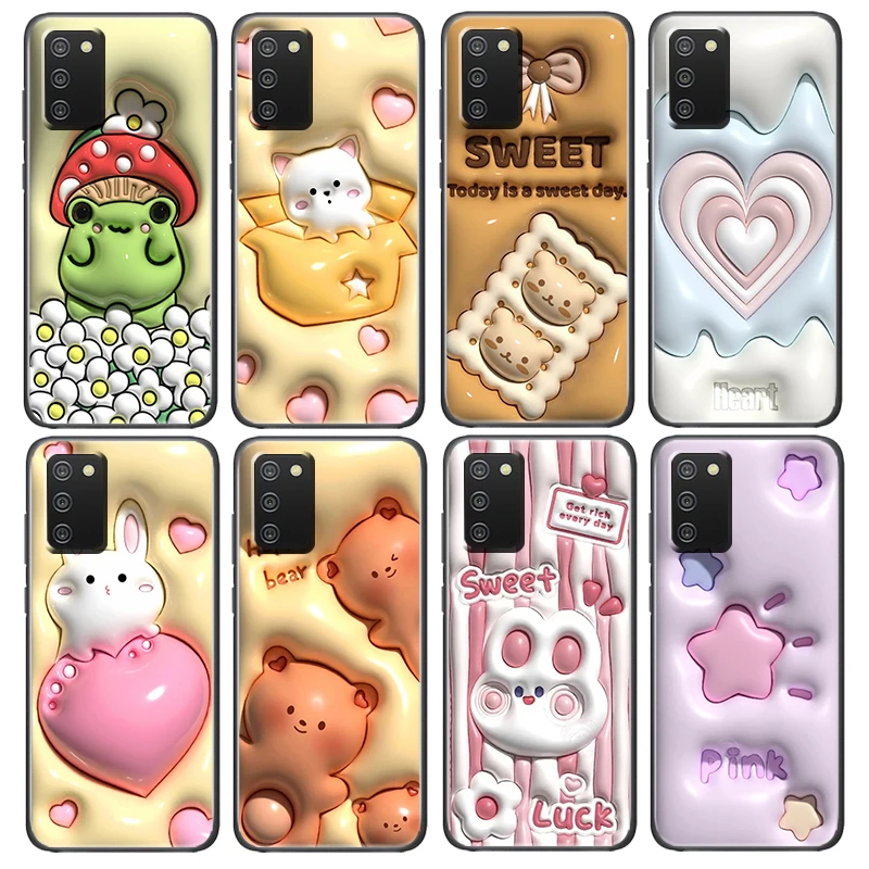 

Nonstereoscopic 3D Vision Rabbit Bear Black Phone Case For Samsung Galaxy A52S A72 A71 A52 A51 A12 A32 A21S A73 A13 A53 4G 5G