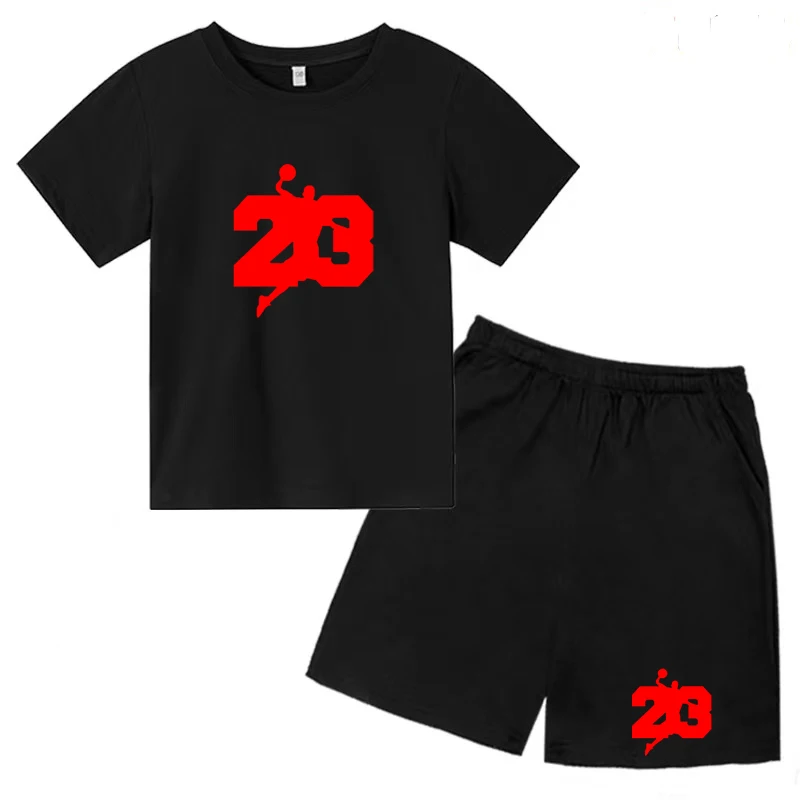 Basketball T-shirt Sports Training Suit Summer Children's Short Sleeve Pants 2-piece Teen Top 3-12 Years Old Boys Girls Clothing