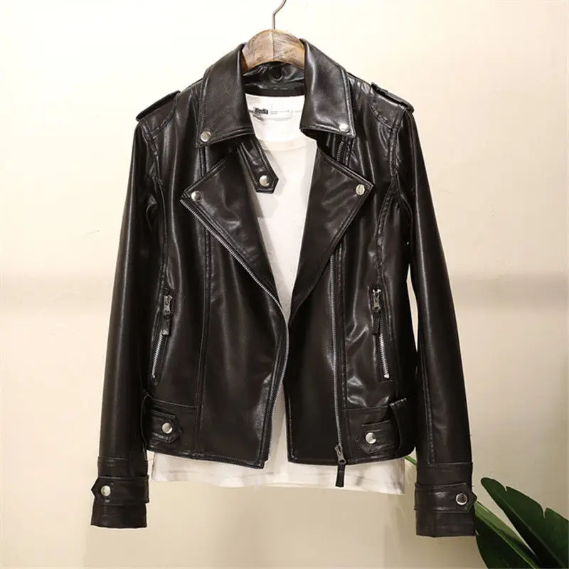 Clothing Women's Spring and Autumn Korean Version Slim Fashion Short Pu Motorcycle Clothing Leather Jacket Women's Coat Japan