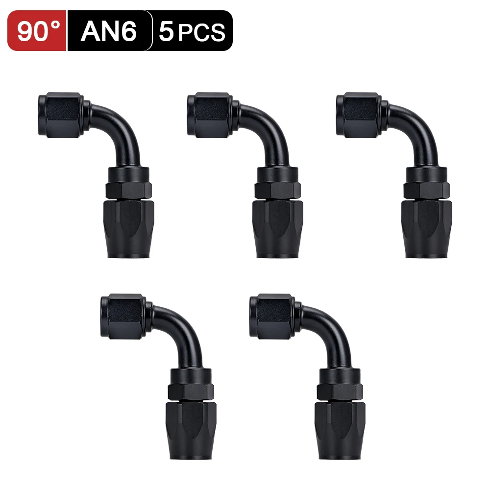 

5 шт. AN4 AN6 AN8 AN10 прямой 45 90 180 градусов мазута поворотный концевой фитинг шланга масла Шланг Концевой адаптер Комплект Заводская поставка