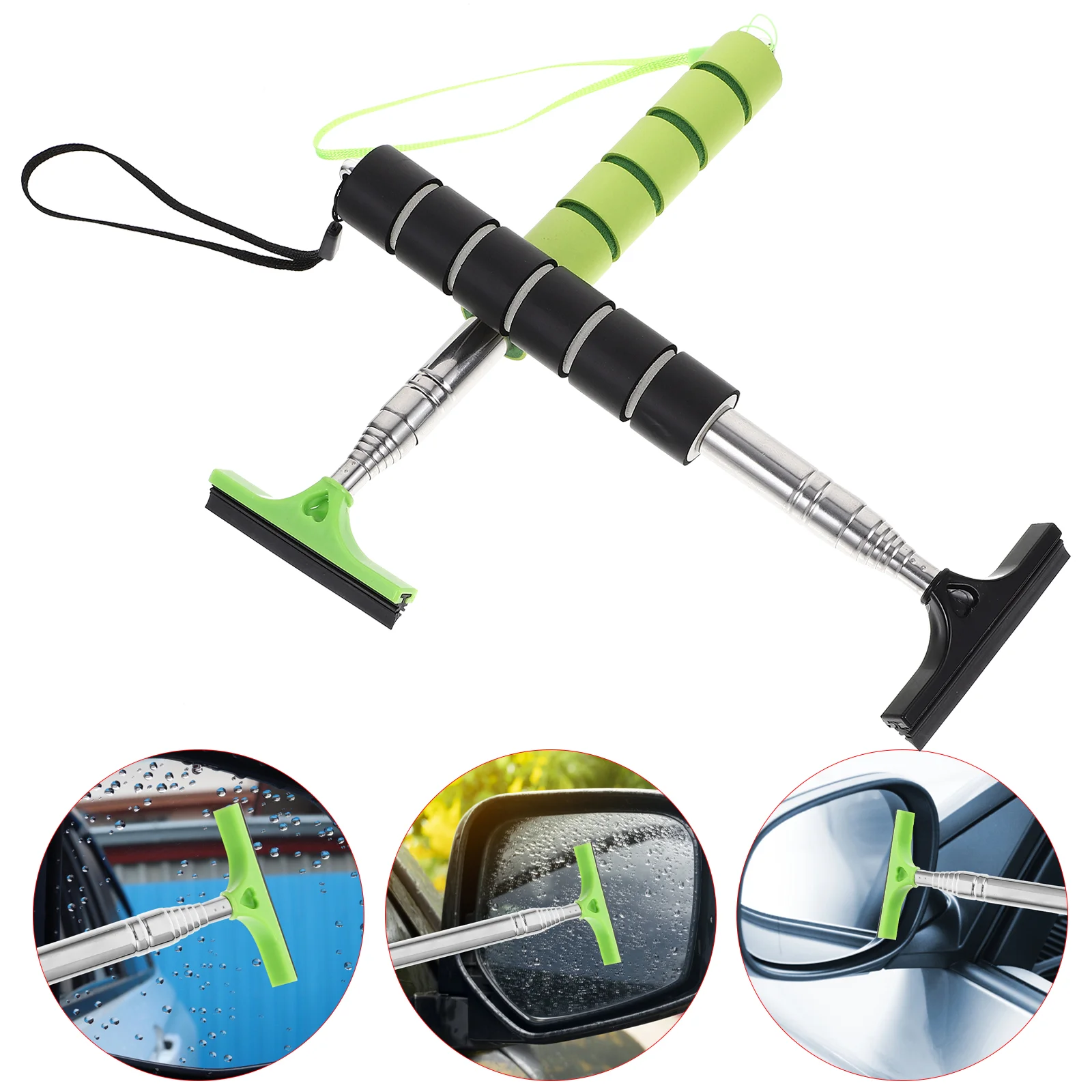 

2pcs Car Rearview Mirror Wipers Retractable Mirror Squeegee Wipers Portable Mirror Cleaning Tools