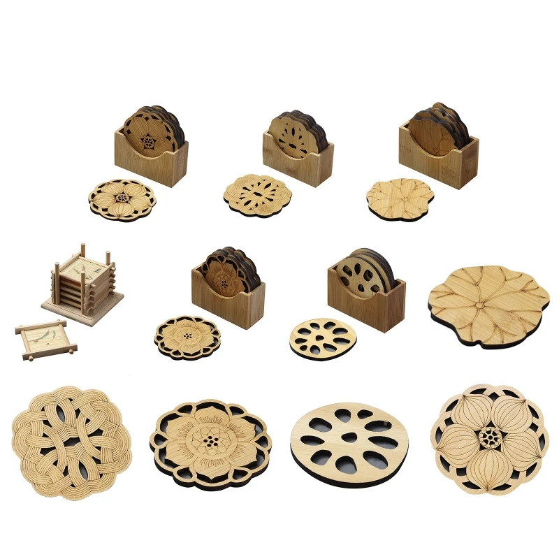 

Bamboo Material Cup Coasters Drinks Cup Pads Handmade Cup Mat Insulation Pad Home Table Decoration Gift for Friend Child