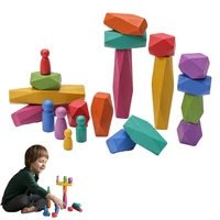 montessori baby creative educational toys wooden building block colored stacking game interactive toy children birthday gift