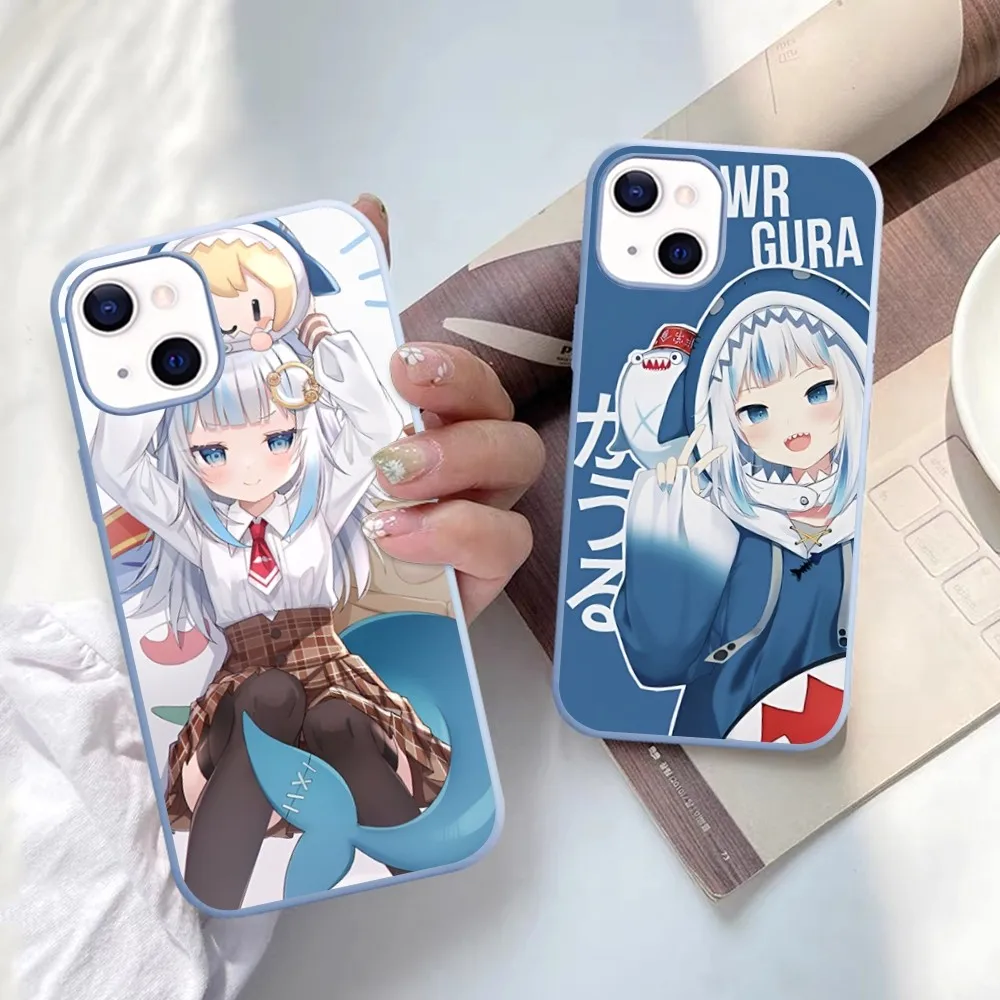 Popular VTUBER Gawr Gura Phone Case For IPhone 14 11 12 13 Mini Pro Xs Max 8 7 6 6S Plus X XR Solid Candy Color