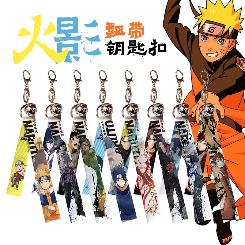 

Naruto Anime Figures Sasuke Guy Kakashi Itachi Gaara Cartoon Webbing Keyring Cosplay Backpack Bell Bag Pendant Birthday Gifts