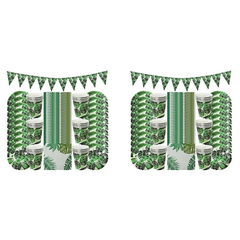 

122Pcs Hawaiian Luau Party Decoration Palm Leaf Tableware Paper Plate Cup Tropical Summer Birthday Party Wedding Decor
